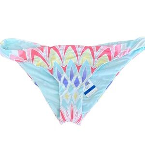 BAR III Swim Bottom Size XL Coral Yellow Aqua NWT